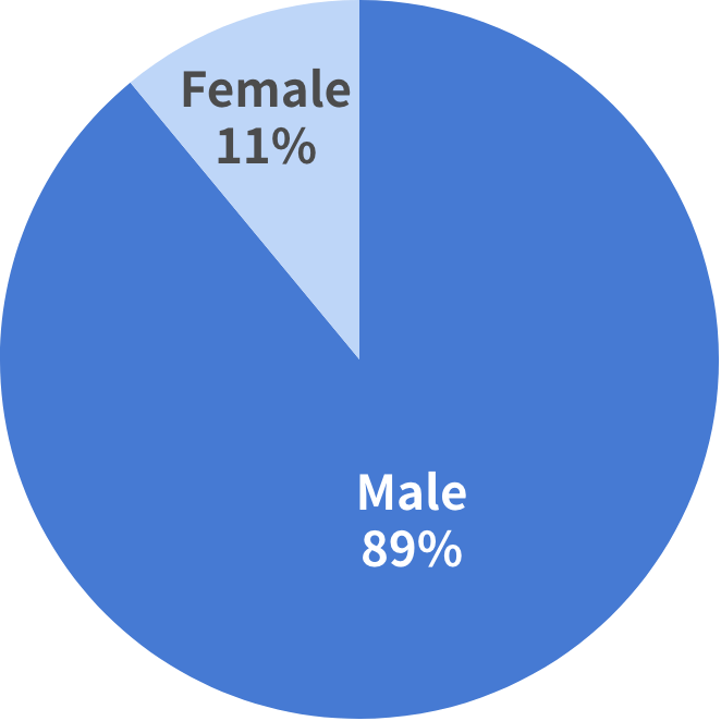 Pie chart showing gender breakdown of directors at Optimus